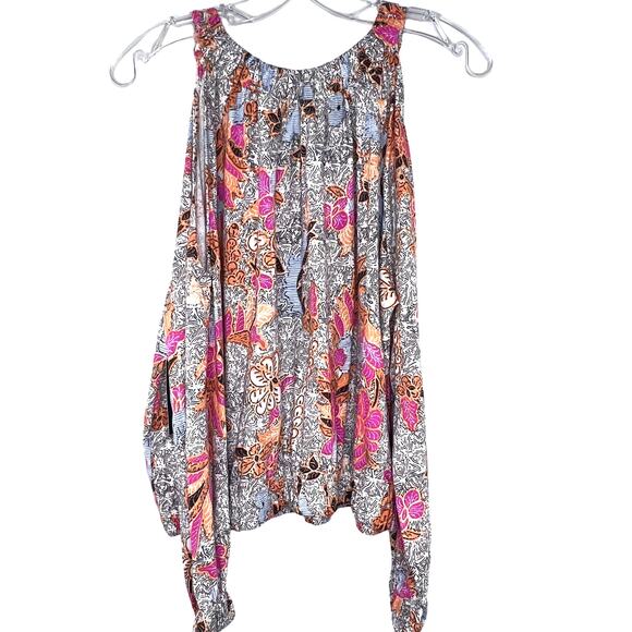 New INC Size Petite Large Floral Sleeveless Cutout Shoulder Long Sleeve Shirt - Picture 12 of 12